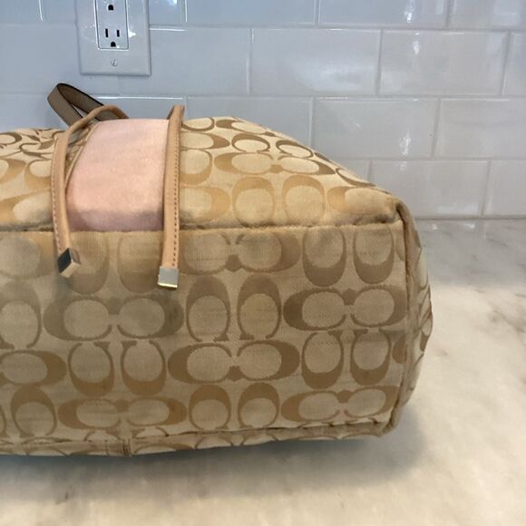 Coach Signature Stripe Jacquard Drawstring Large Tote Bag - Picture 8 of 16